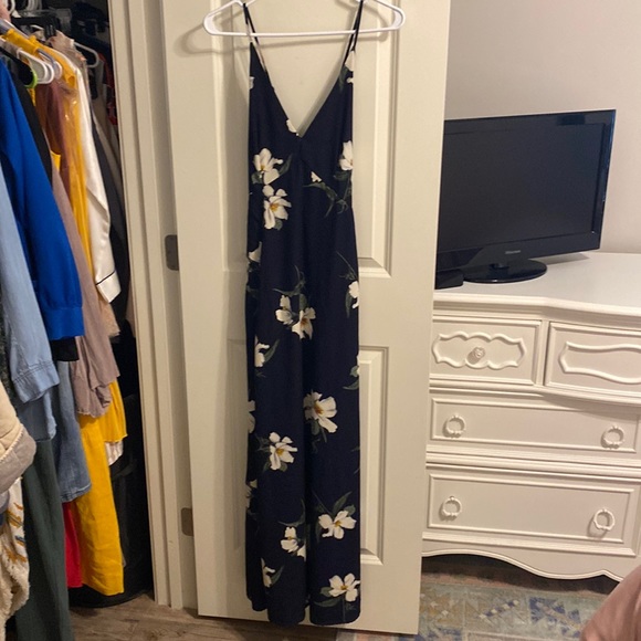 Dressy/Casual Navy Blue Floral Dress - Picture 1 of 3